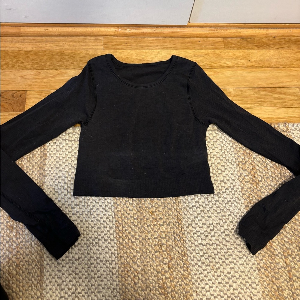 Lululemon Charcoal Cropped Workout Top